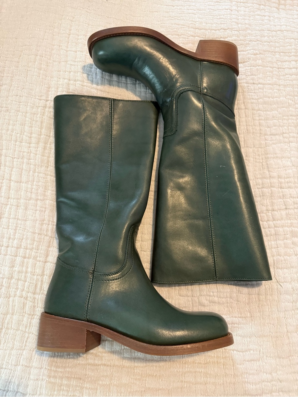 Steve Madden Briggs Forest Green Leather Mid-Calf Boots NWOT C000